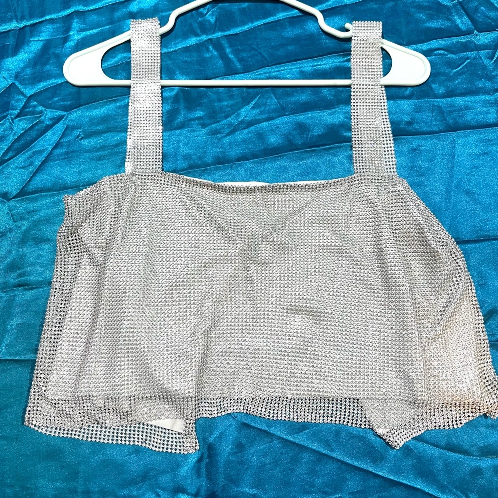 Silver Mesh Crop Top